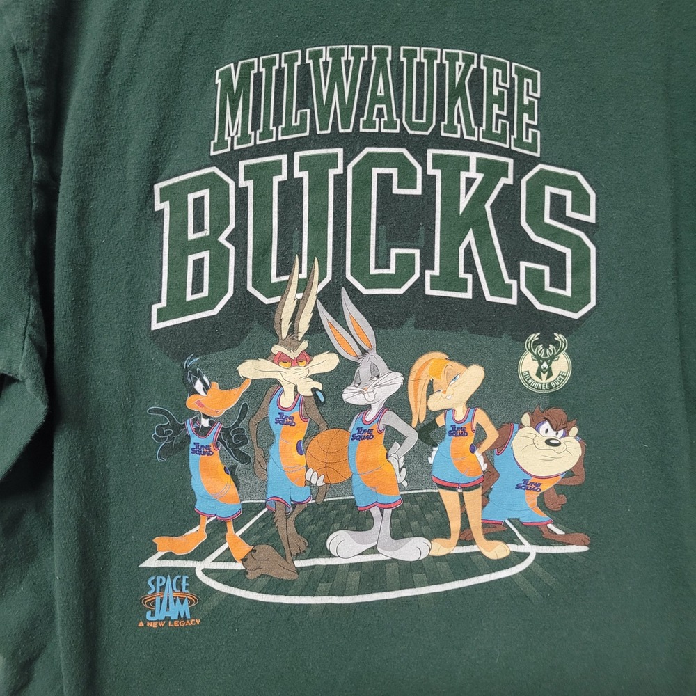 Youth Milwaukee Bucks Space Jam A New Legacy T Shirt Size L 14 16 Green